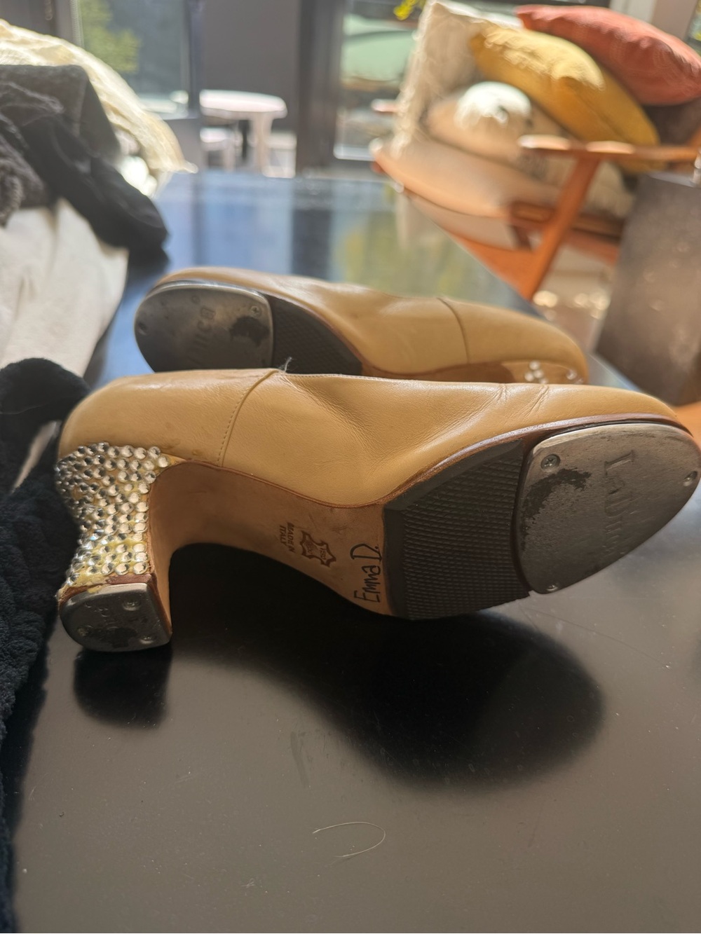 Women's Cream T-Strap Mid Heel Dress Shoe - Picture 7 of 7